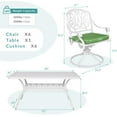 thumbnail image 3 of MEETWARM 7-Piece Outdoor Patio Dining Set, All-Weather Cast Aluminum Patio Conversation Set for Backyard Garden Deck with 6 Cushioned Swivel Rocker Chairs, 1 Rectangular Table, 2" Umbrella Hole, White, 3 of 7
