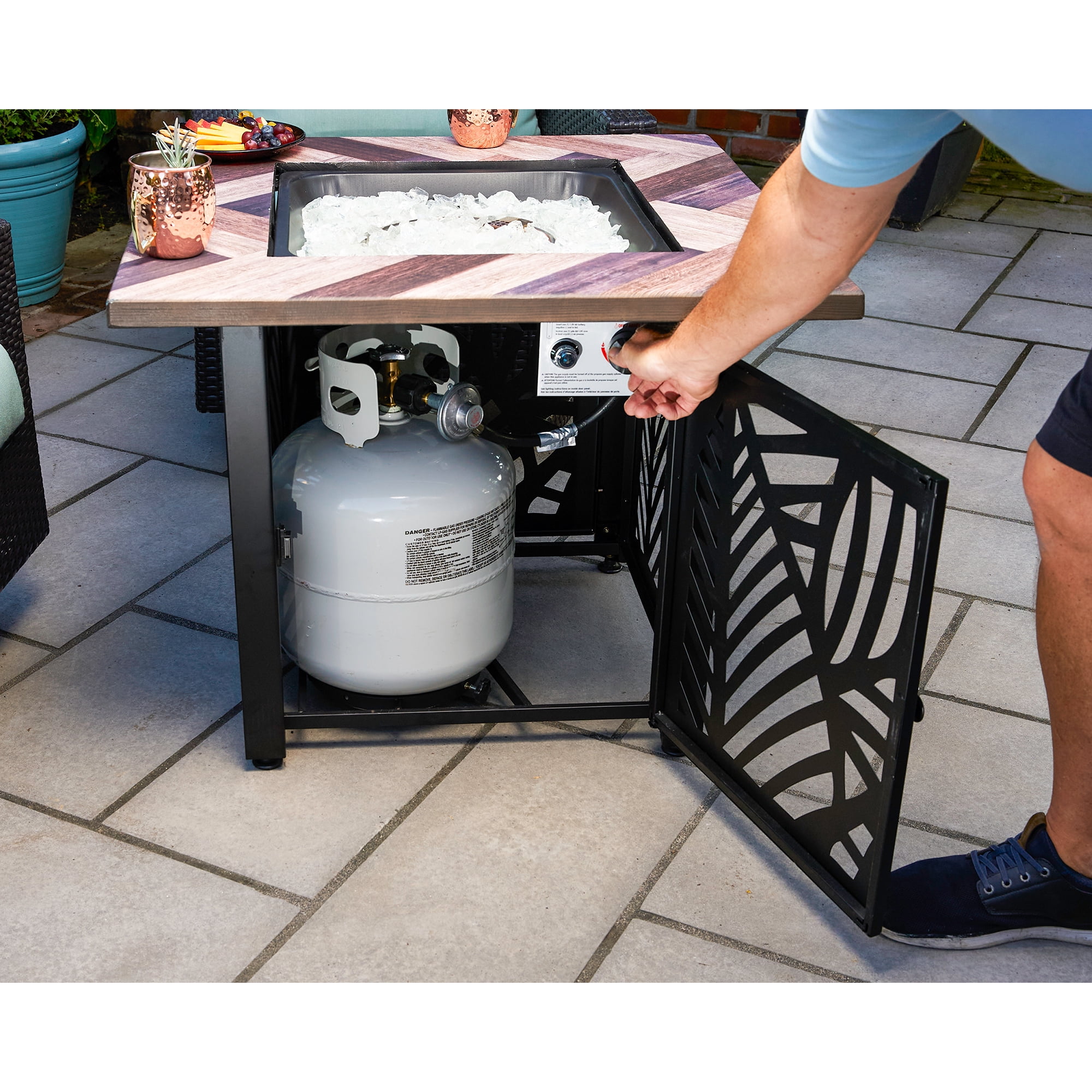 Endless Summer Darby 30" Square Outdoor UV Printed LP Gas Fire Pit​ Table