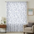 thumbnail image 2 of Light Blue Dandelion Semi Sheer Curtains Drapes for Living Room,Bedroom,French Doors Window 108 Inches Long,Spring Flowers Modern Minimalist Rod Pocket Chiffon Curtain Drapery Voile Draperies Panel, 2 of 8