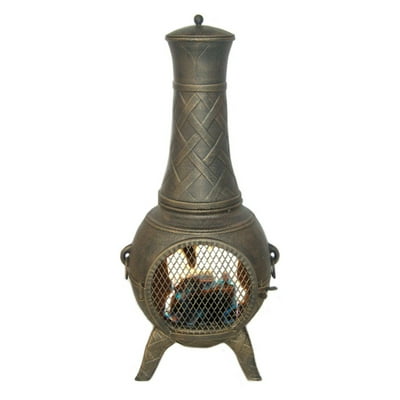 Deeco Consumer Products DM-6035J-AA Western Basket Weave Jr. Aluminum Chiminea Deeco Consumer Products DM-6035J-AA Western Basket Weave Jr. Aluminum Chiminea