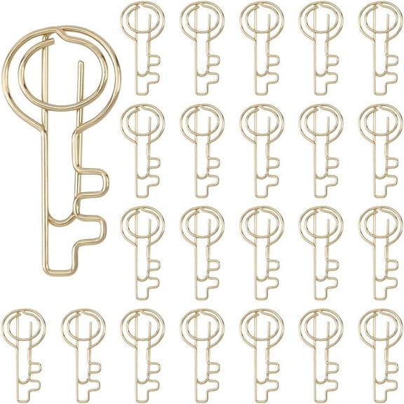 30Pcs Key Paper Clips Gold Paperclips Small Pack Metal Binder Clamp Planner Iron Wire Bookmark Dispenser Markers