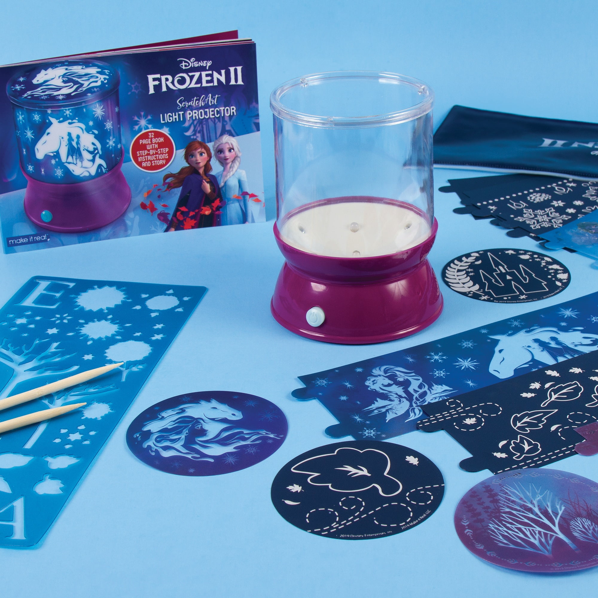 Disney Frozen II: Scratch Art Light Projector - Design Your Own Light Show, Scratch Art into Film & Project, Tweens & Girls Ages 8+