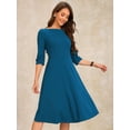 thumbnail image 4 of DARING DIVA Elegant Boat Neck Wear to Work Dress XS Lake Blue, 4 of 6