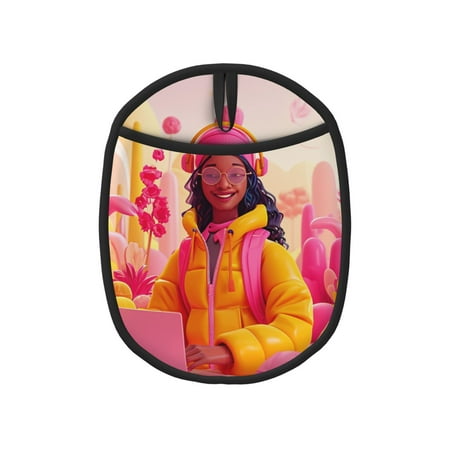 

Pofeuu Digital Nomad Pink Landscape Print Silicone Pot Mat Mitten With Hanging Loop Heat Resistant Oven Mitts Non-Slip Bbq Baking Smoking Potholders