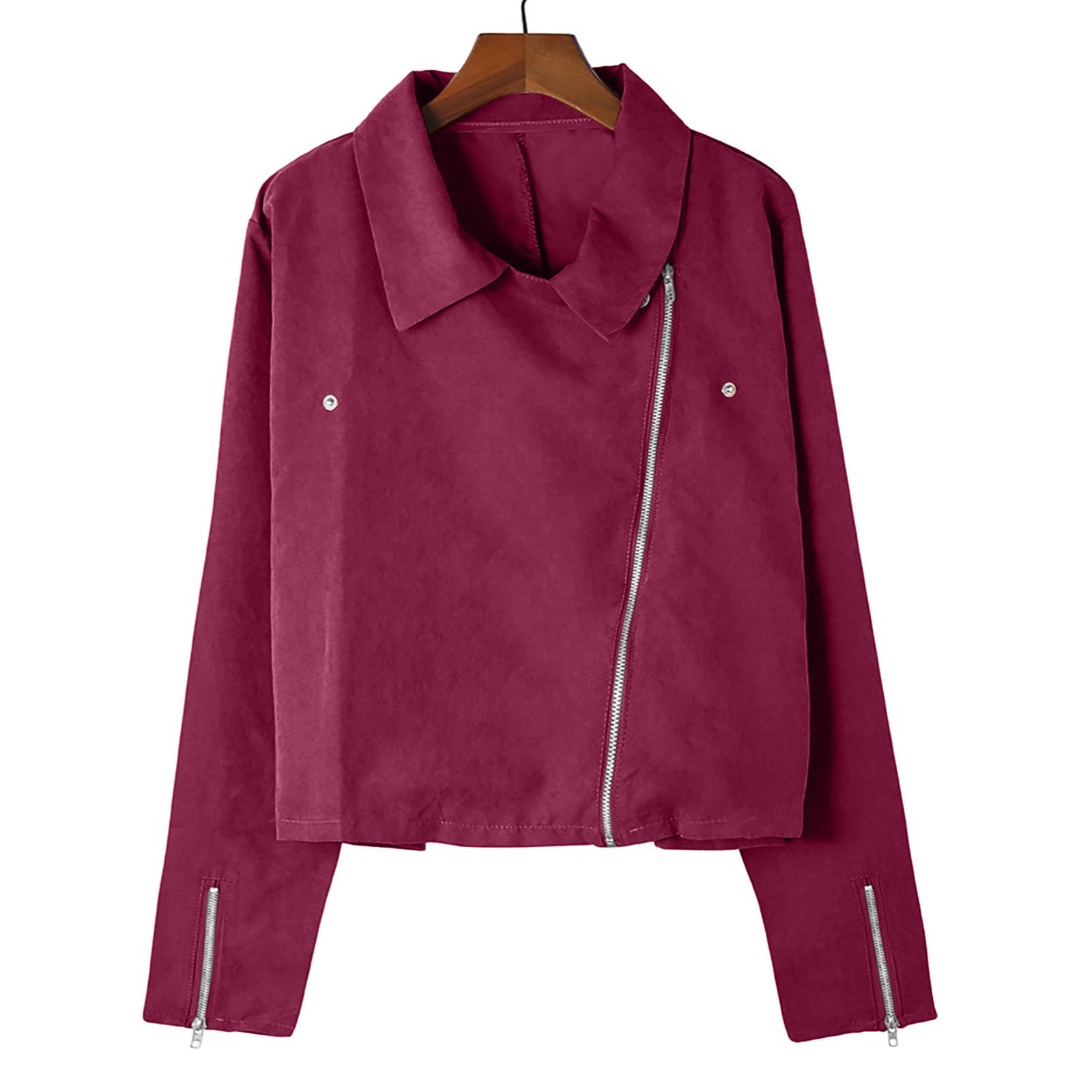 Women Leather & Faux Leather Jackets & Coats,Leather Jacket for Women Fashion Zip Up PU Leather Motorcycle Jacket Casual Slim Short Leather Coat Moto Biker