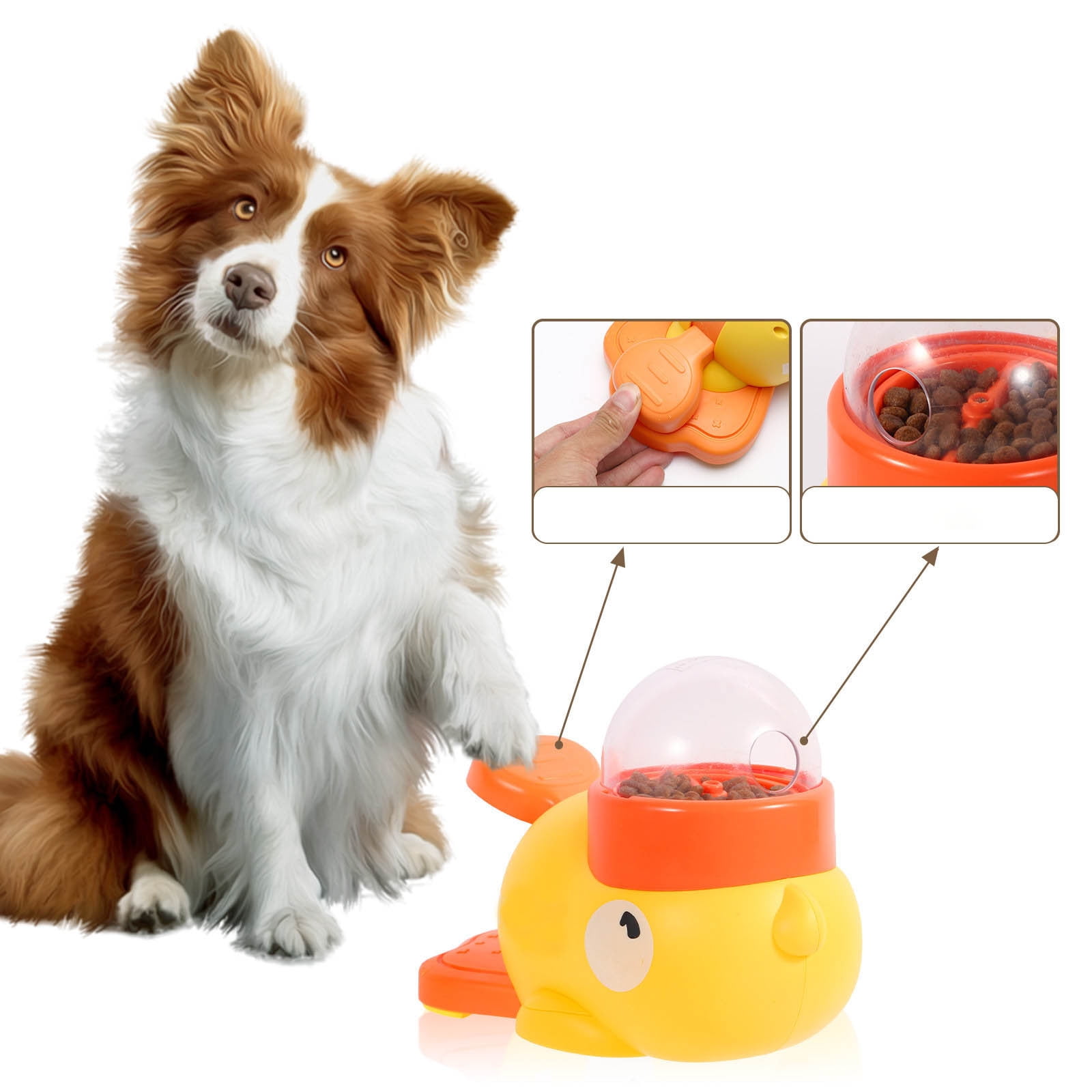 Cadorn Yellow Interactive Dog Feeder – Manual Press - to - Get Food Dispenser for Small, Medium & Large Dogs