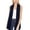 Navy, variant on Women's Sleeveless Long Body Open Draped Front Solid Cardigan Vest S-3XL