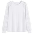 thumbnail image 6 of SUNBS Women Blouses Hollow-Out Lace Tops Crew Neck Long Sleeve Shirts for Women Trendy Clothes, 6 of 8
