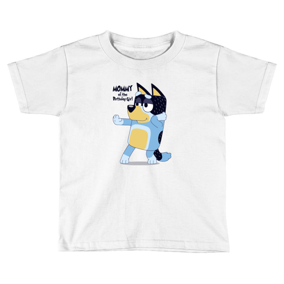 Mommy Of The Birthday Girl Toddler T Shirt Short Sleeve, Bluey And Bingo, Bluey Family Shirts TODDLER SHORT SLEEVE TEE BELLA CANVAS 3001T