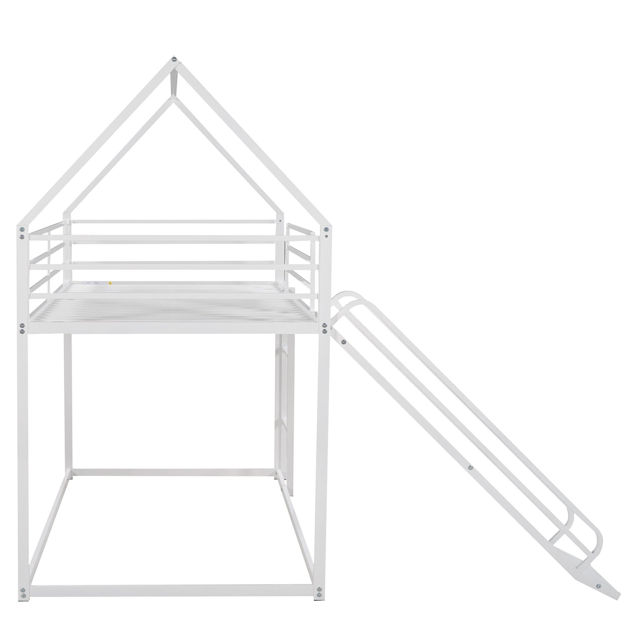 Aukfa Metal Bunk Bed with Slide, Twin over Twin, House Shape Loft Bunk Bed for Kids, White