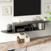 Catrimown Floating TV Stand, Wall Mounted TV Stand for TVs up to 55", Modern Media Console Entertainment Center with Storage, Black