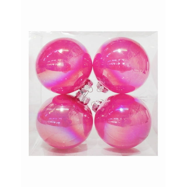 Kit De 4 Esferas Navideñas Rosas Iridiscente 20 Cm Adornos