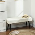 thumbnail image 2 of 39" Entryway Bench w/ Padded Seat and Steel Legs for Bedroom, Cream White, 2 of 10