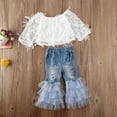 thumbnail image 3 of Kiapeise Girls 2Pcs Summer Mesh Long Sleeve Top Ruffle Long Pants, 3 of 7