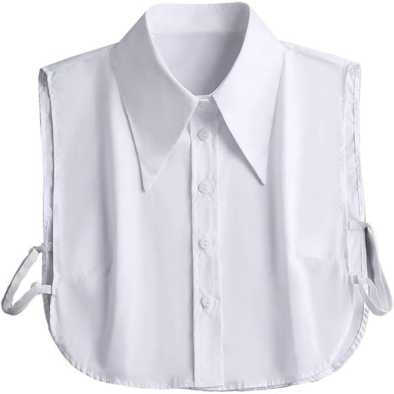 Camicover Cotton Classic Fake Collar Detachable Dickey Collar Half Shirts Blouse False Collar Top for Women Girls Outfits (White)