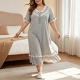 thumbnail image 5 of Stamzod Long Nightgowns for Women Plus Size Fashion Cute Lace Ruffled Versatile Night Gown Casual Loose Short Sleeve Pajama Dress XXXXL, 5 of 6