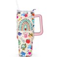 thumbnail image 2 of 40oz Gifts Stainless Steel Flip Straw Tumbler Spill Proof Travel Cup Double Wall Vacuum Insulated Coffee Mug with Handle, 2 of 6