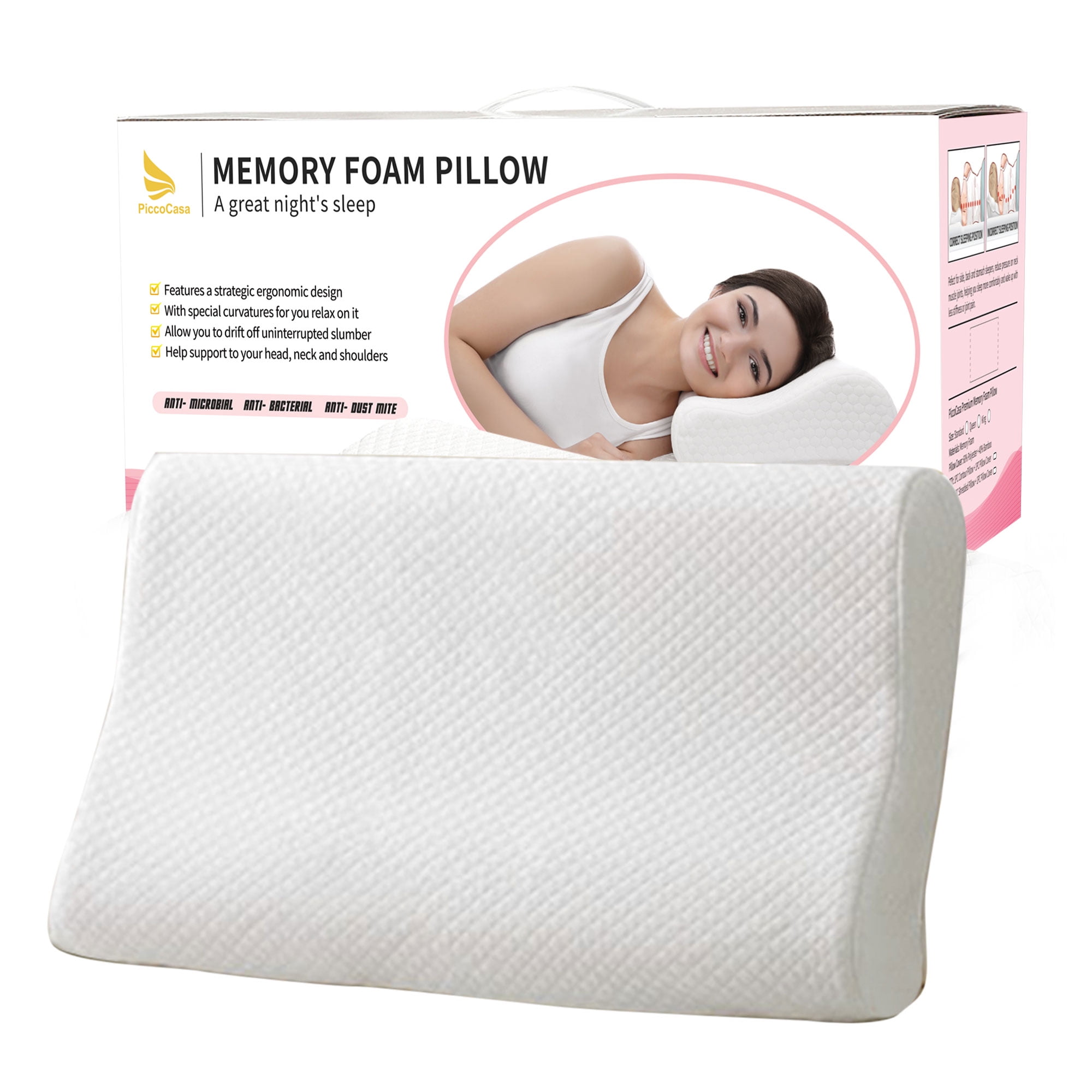 Memory Foam Contour Pillow Neck Support 