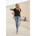 thumbnail image 4 of Anbech Women V Neck Lace Shirt Short Petal Sleeve Tshirt Casual Loose Summer Tee Tops, 4 of 7