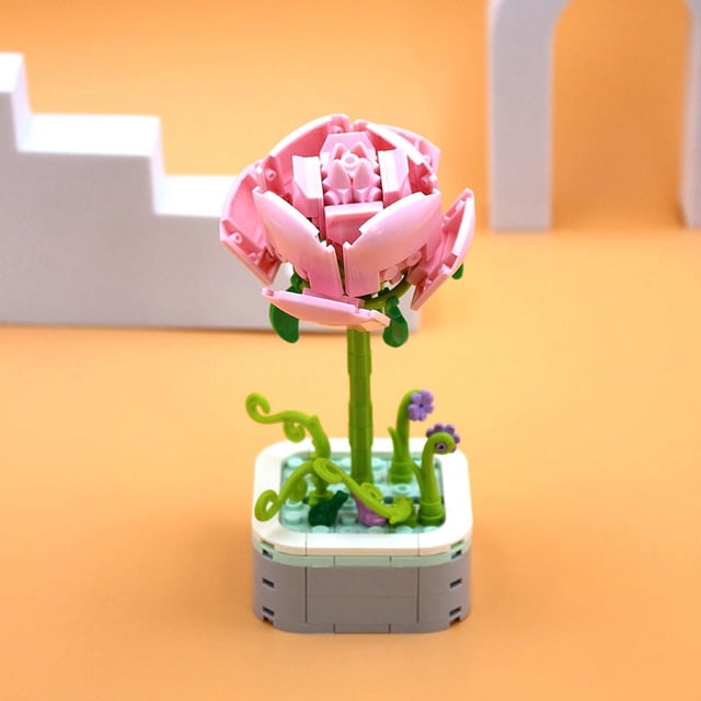 Bloques de construcción Flower Diamond Horse compatibles con Lego Juguetes educativos hechos a mano Decoración de escritorio Regalo de flor eterna