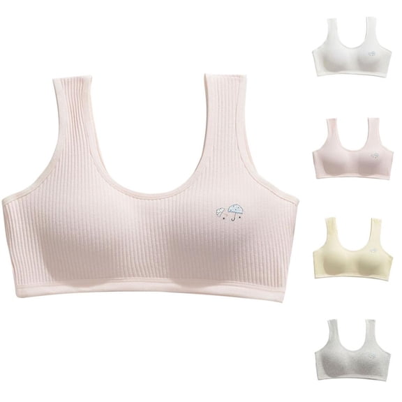Bxsruta Girls' Ages 6-14 Soft Cotton Wirefree Training Bras Breathable Comfort Everyday Wear Tank Vest Style