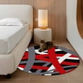 thumbnail image 2 of Small Round Rug 3Ft Washable Non-Slip, Red Black Geometric Circle Area Rugs for Living Room Bedroom, Modern Art Abstract Grey Line Indoor Floor Mats Carpet Runner for Home Decor, 2 of 8