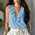 thumbnail image 5 of cocolona Summer Tank Tops for Women Ruffle V Neck Sleeveless Shirts Trendy Casual Solid Color Blouses, 5 of 5