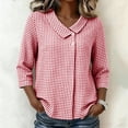thumbnail image 2 of Enjoytime Ladies Tops and Blouses 3/4 Sleeve Collared V-Neck Button Down Blouses Business Casual Plus Size Womens Clothing, 2 of 6