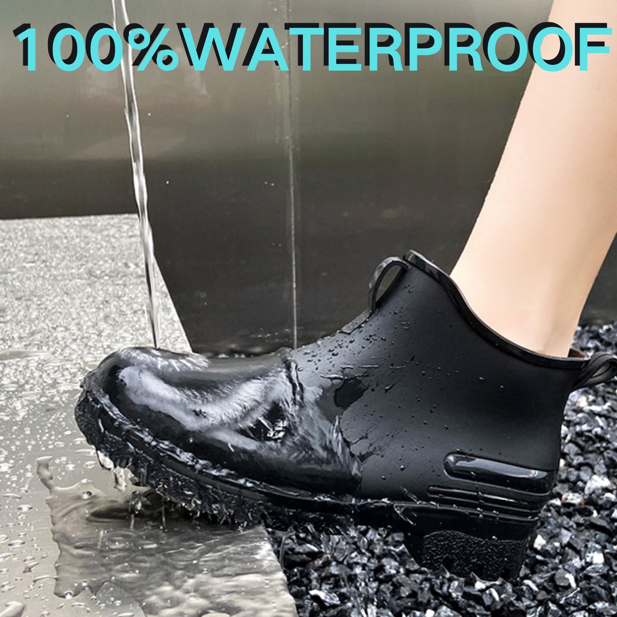 CHICVOMEY Women's Waterproof Chelsea Rain Boots Anti-Slip Work Boots for Gardening Fishing & Outdoor Ankle-Length Traction Sole Boots for Women & Men
