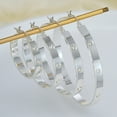 thumbnail image 3 of Tilga Sterling Silver/Gold Plated Zircon Hoop Earrings, Women's Large Silver Hoop Earrings, Lightweight Large Hoop Earrings, Hypoallergenic Thin Hoop Earrings, Suitable for Women 30-70mm, 3 of 6