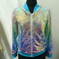 thumbnail image 4 of WOYY Little Girls Sequin Sparkly Jacket Glitter Fashion Gradient Bomber Jacket, Sizes 6-7, 4 of 4