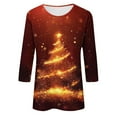 thumbnail image 5 of Mifsaly Merry Christmas Shirts Women Plus Size 3/4 Sleeve Crew Neck T-Shirts Xmas Tree Print Tunic Pullover Tops Classic Festival Party Trendy Blouse 2025 Holiday Outfits, 5 of 5