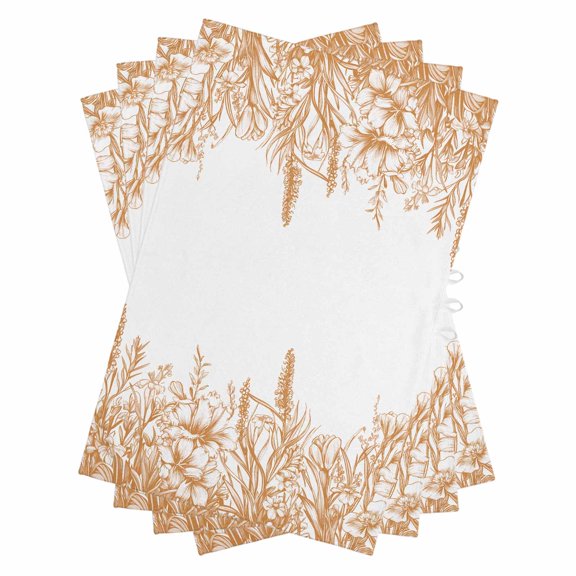 Brown Plants Kitchen Towels Set of 4, Water Absorbent Dish Towel, Lavender Floral Spring Wildflower White Decorative Hand Towels - Quick Drying Cloth for Cooking Baking, 18x28 Inch
