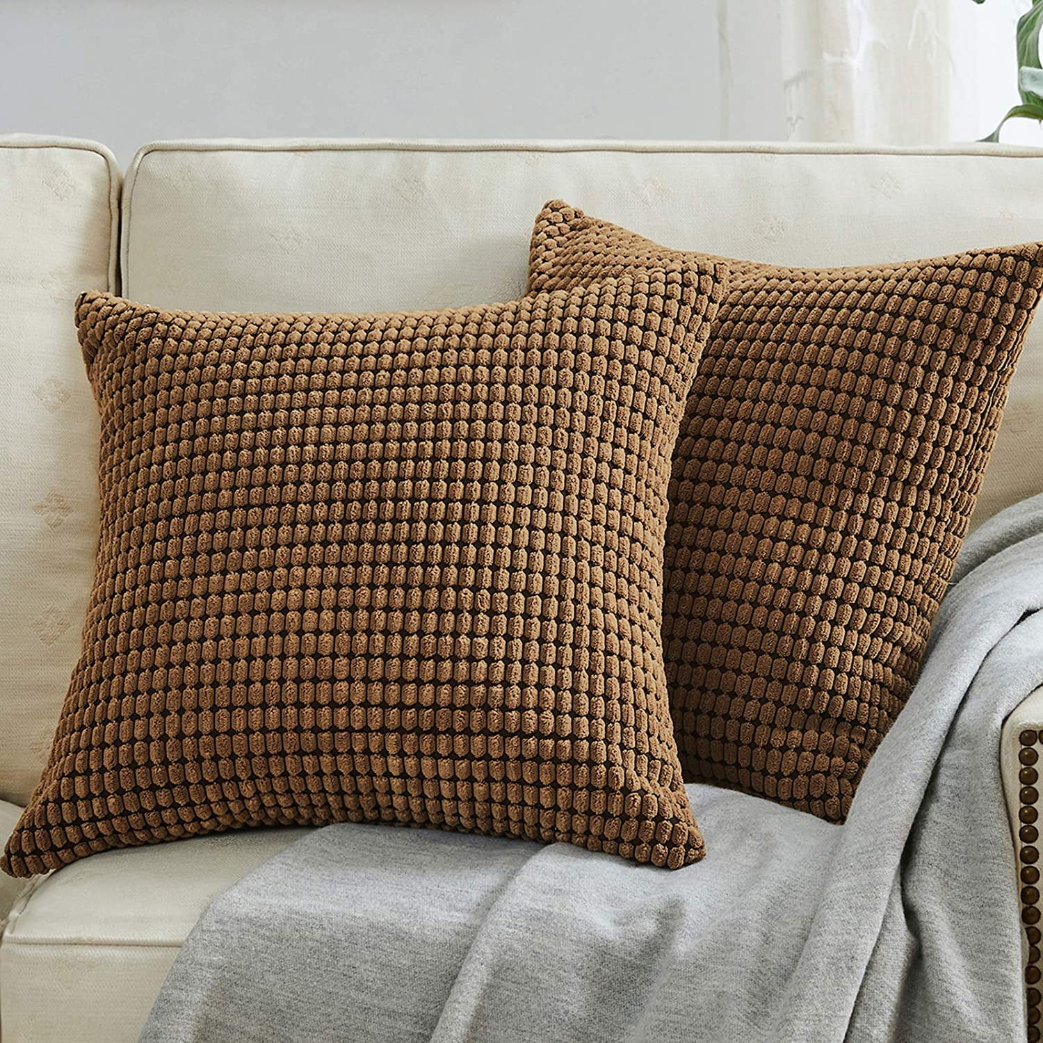 FabricMCC Pillow CoversSet of 2 Pillow Covers 24x24,Decorative Euro Pillow Covers Corn Striped