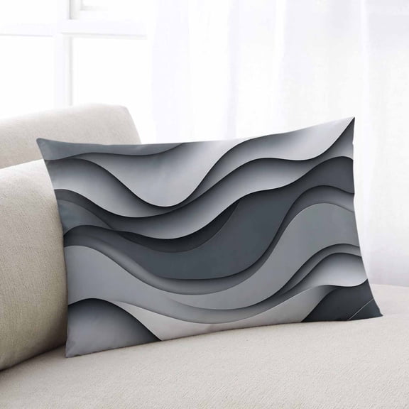 Black Gray Ombre Throw Pillow Covers, Modern Abstract Moire Art Geometric Soft Breathable Pillow Cases with Invisible Zipper for Sleeping, Small Pillowcases for Couch Bed Sofa Chair 16x24 Inches