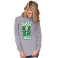 thumbnail image 3 of Retro Cartoon St Paddys Sassy Lassy Women's Long Sleeve T Shirt Brisco Brands S, 3 of 6