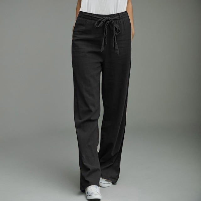 WILLBEST Pantalones Casuales de Moda para Mujer, Pantalones Lisos con Fajas Largas, Diseño Recto Elegante para Uso Diario. XXXXXL