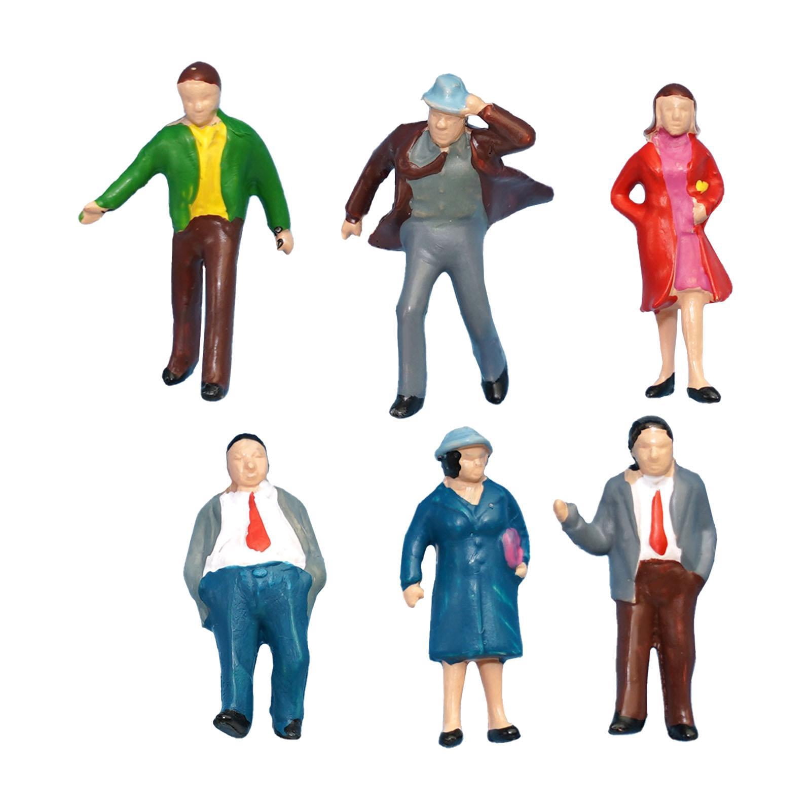 Dualoai 6 Pieces 1:87 HO Scale Figure Model Layout Collections Photo Props Men Women