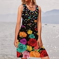 thumbnail image 1 of SMihono Robe Maxi Bohème d'Été pour Femmes Grande Taille Mode Féminine Col Rond Sans Manches Robe Imprimée de Plage, 1 of 5