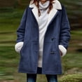 thumbnail image 2 of Plus Size Winter Coats for Women Warm Sherpa Fleece Lined Hooded Parka Faux Suede Pea Coat Casual Outerwear, 2 of 5