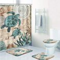 thumbnail image 3 of FMSHPON Two Blue Turtle Beach Ocean Beautiful 4 Piece Bathroom Set Shower Curtain Bath Rug Contour Mat and Toilet Lid Cover, 3 of 8