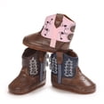 thumbnail image 3 of GYRATEDREAM Baby Boys Girls Western Cowboy Tassel Boots Infant Zipper Moccasins High Top Booties Toddler Soft Sole Bottom Non-Slip First Walker Crib Shoes Pink for 0-18 Months, 3 of 6