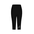 thumbnail image 4 of DeHolifer Leggings for Women High Waisted Elastic Waisted Straight Leg Solid Color Casual Pearl Patchwork Yoga Tights Black 3XL, 4 of 4