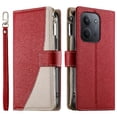 thumbnail image 1 of Funda cartera GANGXUN para Xiaomi Redmi 15C , cuero PU con tarjetero, cremallera, correa de mano, soporte y protección 755°, 1 of 6
