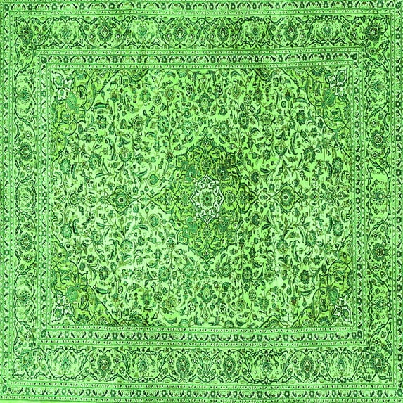 Ahgly Company Indoor Square Medallion Green Traditional Area Rugs, 4' Square
