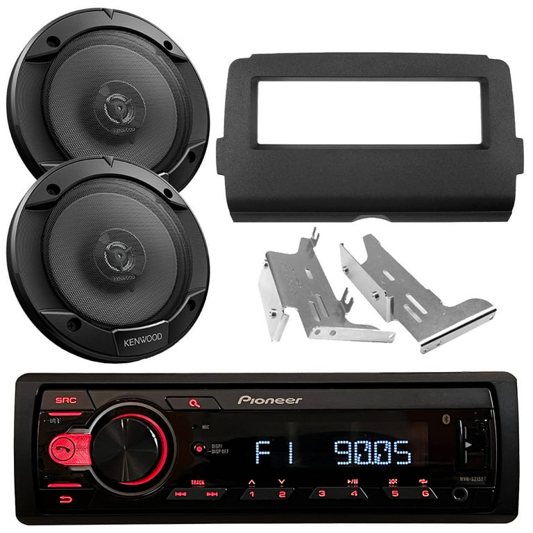 Pioneer MVH-S215BT Single DIN Bluetooth USB AUX AM/FM Radio Digital Media  Receiver Bundle Combo with Single-DIN Stereo Installation Kit (Fits Select