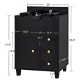 thumbnail image 4 of BarberPub Bathroom Vanities Storage with Shampoo Bowl, Hair Salon Wash Sink Shampoo Station, Black, 4 of 10