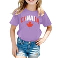 thumbnail image 4 of MEZZALL T-Shirt à Manches Courtes pour Filles, Col Rond, Été, Coupe Décontractée, Basique, Violet, 3-4 Ans, 4 of 4