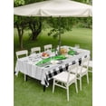 thumbnail image 3 of Outdoor Tablecloth with Umbrella Hole and Zipper, St. Patrick's Day Rectangle Table Cloth 60x102 Inch Waterproof Tablecloth, Spring Three Leaf Grass Truck Wood Plaid Picnic Table Cover for Patio, 3 of 7