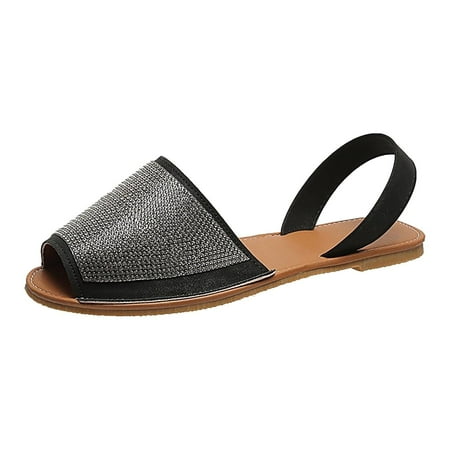 

Rdeuod Sandals New Rhinestone Back Strap Women S Shoes Soft Sole Casual Women
